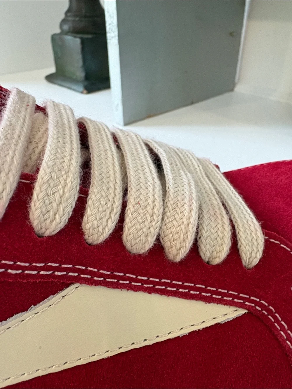 Rare Rick Owen’s Vintage Low Sneakers in Carnelian/Milk colorway